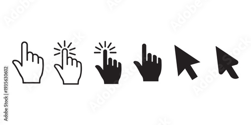 Computer mouse and hand cursor icons