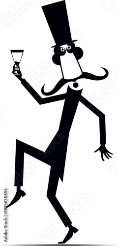 Let drink. Manin the top hat with a drinking glass