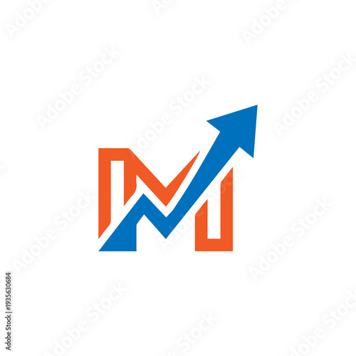 Free Download minimalist letter M arrow up business logo - GFXLoad
