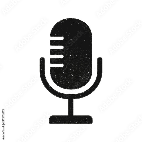 Minimalist Dark Microphone Icon for Professional Podcast and Audio Broadcasting