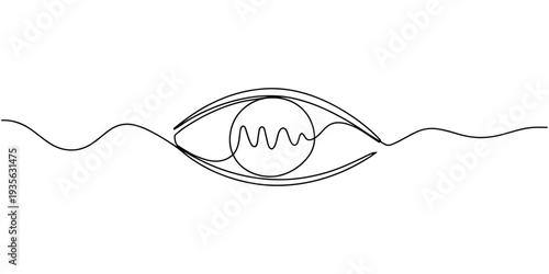 Eyes continuous one line drawing outline vector icon, Hand drawn human eye with wave lines, Single continuous one line art female watch eye, Eye one art continuous, Eye one art continuous line drawing