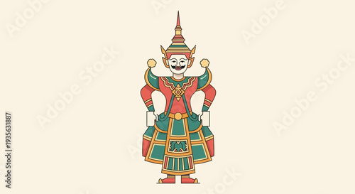 Traditional Thai Dancer Puppet Character Isolated