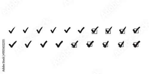 A series of checkmarks on a white background