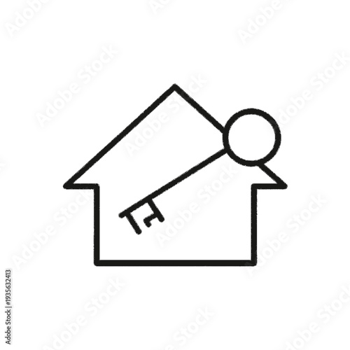 Minimalist Real Estate House Icon with Key Symbol for Property Ownership