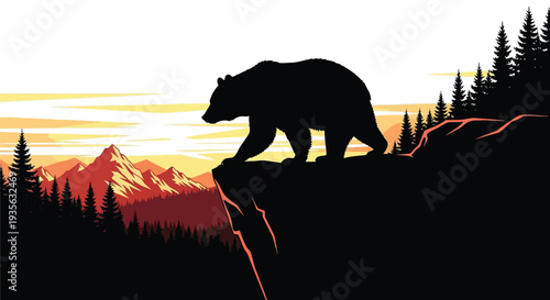 Majestic bear stands on a rocky peak a striking silhouette