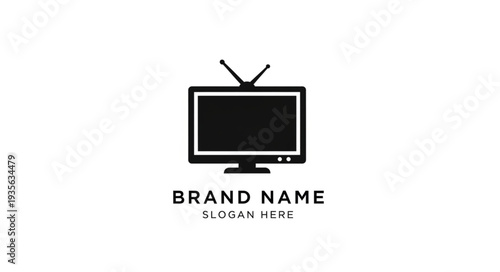 Simple Television Logo Design Template with Placeholder Text.