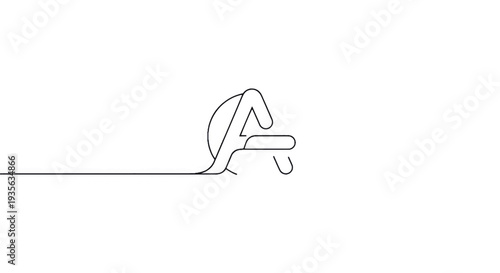 Minimal line drawing of a person bending forward on a horizontal line.