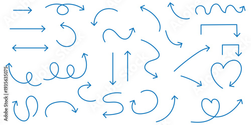 Hand drawn arrow vector icons set. sketch arrow design for business plan and education.