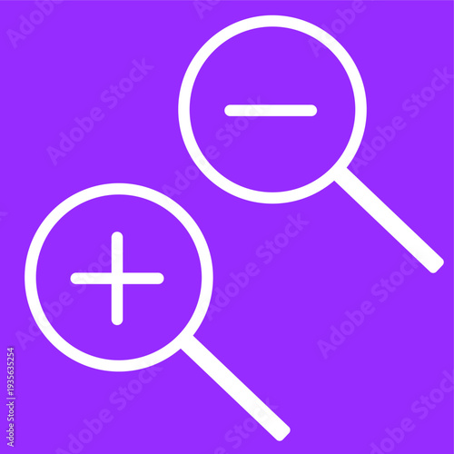 Zoom In and Zoom Out icon in white color and purple background