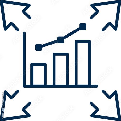 Minimal line SVG icon representing market growth, business expansion, revenue increase, and strategic development concepts