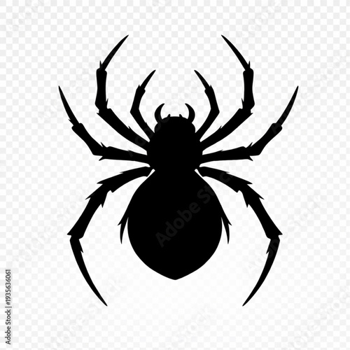Spooky Black Spider Silhouette Vector – Perfect for Halloween Designs, Creepy Decorations, or Nature-Inspired Insect Illustrations. Isolated Icon for Web & Print Media.
