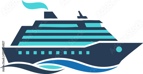 Cruise Ship Travel Vacation Icon Blue Graphic Element