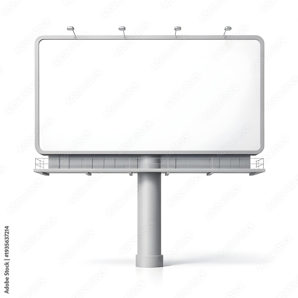 Fototapeta premium Blank white outdoor billboard mockup with spotlights isolated on white background 