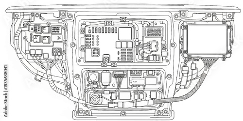 Close-up view of an intricate electronic circuit board with numerous components and wiring