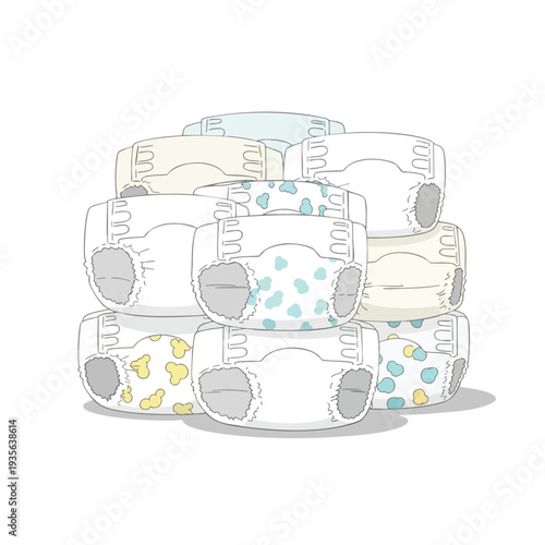 Colorful Set of Hand Drawn Baby Bottles for Nursery Decor and Infant Care