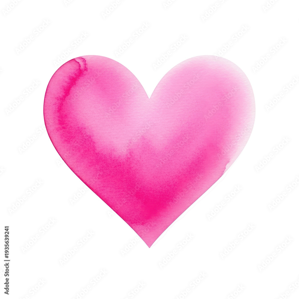 Obraz premium Painted Heart of Passion: A vibrant pink heart, brushed with a touch of watercolor, stands as a testament to feelings of love and affection. Capturing the spirit of affection, passion, love.