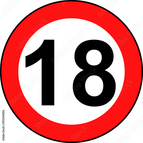 Speed limit 18 traffic sign, Speed limit 18 kilometers per hour road sign