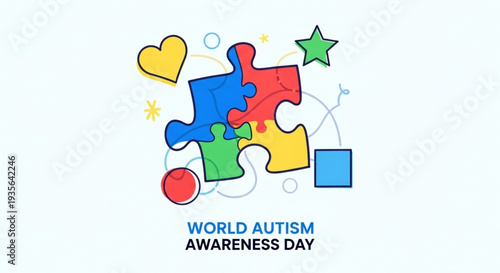 Colorful puzzle pieces symbolize understanding and support for autism spectrum awareness, promoting neurodiversity and community unity