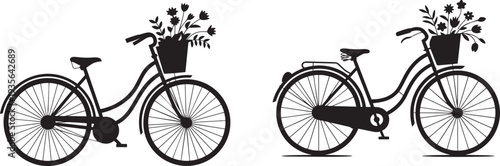 Bicycle Silhouette Side View Black Bike Vector Illustration