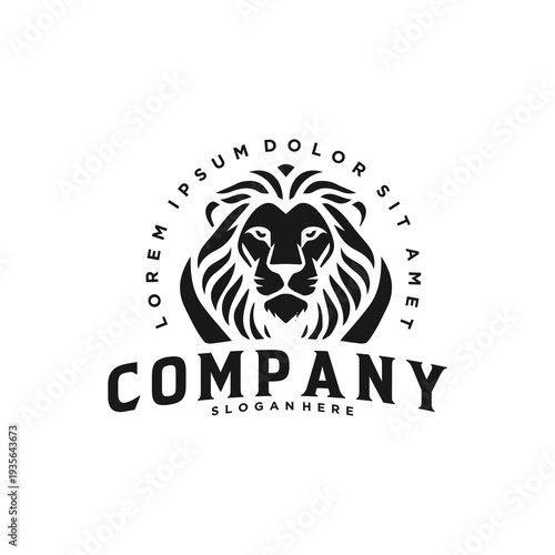 Lion Head Mascot Logo Design Black Silhouette