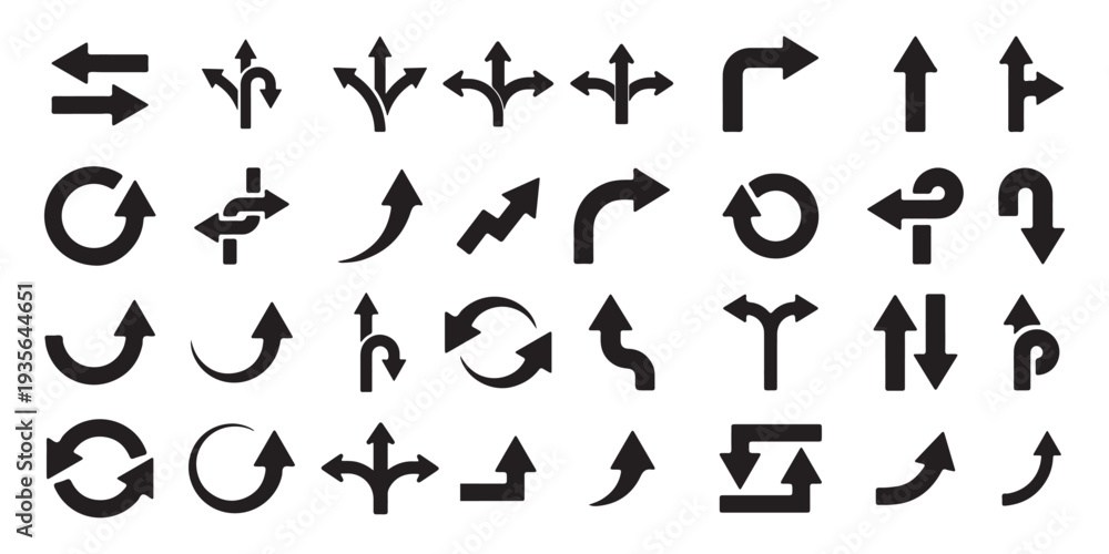 Naklejka premium Navigation arrow icons set. Different direction signs. Web interface pointers vector