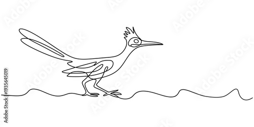 roadrunner bird continuous one line drawing, roadrunner bird isolated silhouette vector, Greater Roadrunner Outline Vector, Roadrunner bird silhouette vector, clipart roadrunner icon