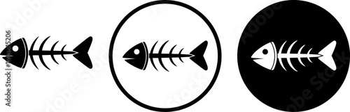 Minimalist fish bone icons in various design styles