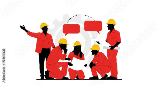 Team of Construction Workers Collaborating.