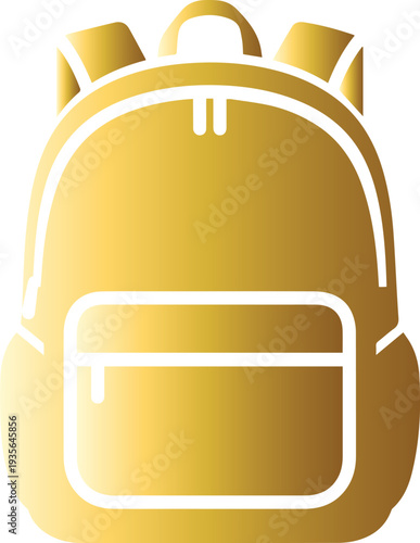 Golden school backpack icon with white outline