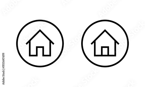House outline icon in circular line. Home symbol. Residential building sign