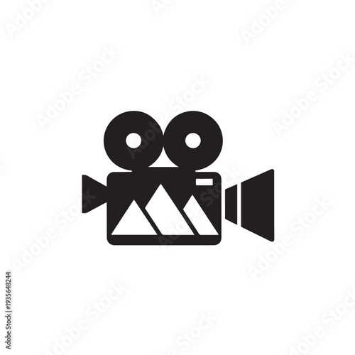 Antique video camera emblem representing old technology and retro videography equipment symbol for filmmaking and recording sessions nostalgic icon