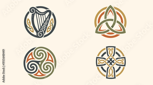 Set of 4 Celtic Knot Symbols Vector Icons