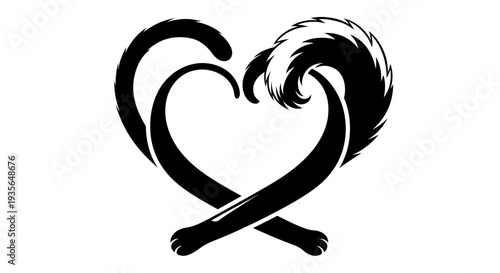 Stylized skunk heart shape vector design isolated on white background