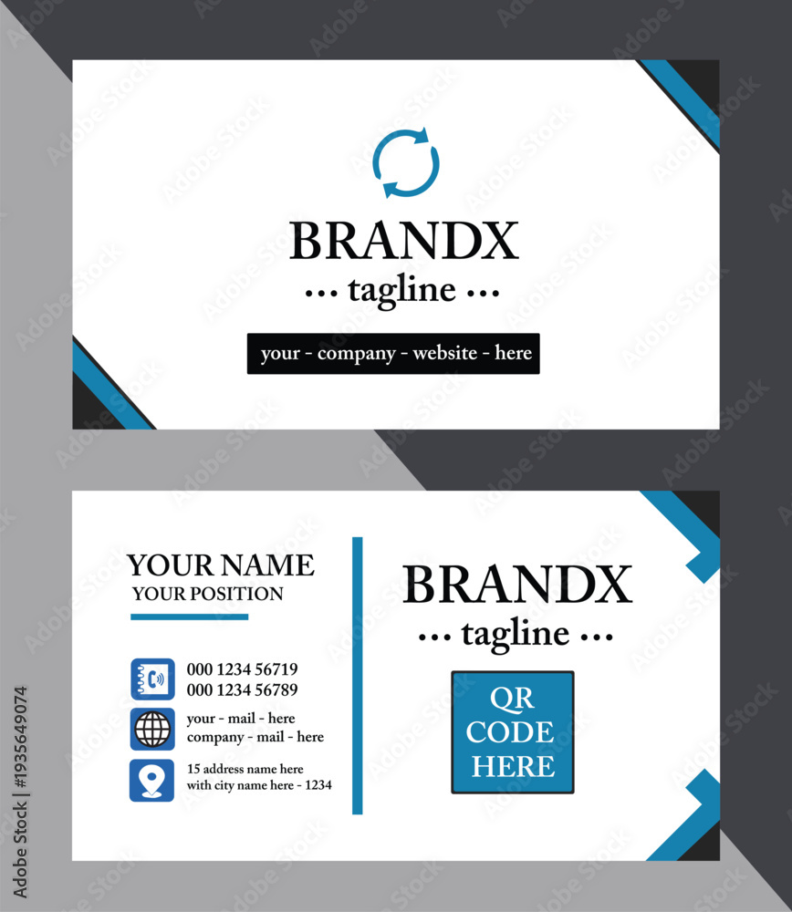 Fototapeta premium business card template, business card template with a modern design and blue accents