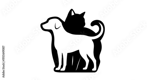 Dog and cat silhouette symbolic representation of pets and companionship