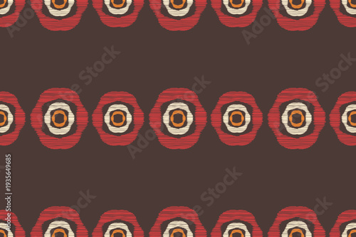 Ikat pattern embroidery brown background with ethnic,motif,colorful,art.