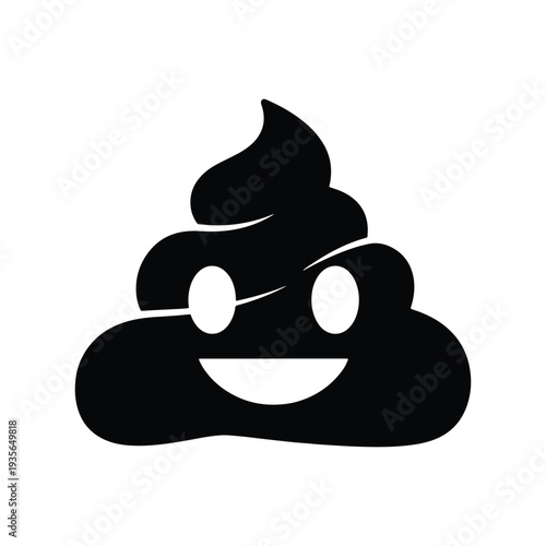 Smiling Poop Emoji Silhouette Icon