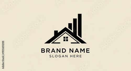 Modern Real Estate Company Logo Design Template with House and Building Elements.