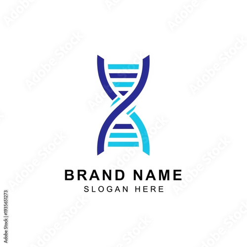 DNA Double Helix Logo Design Template for Biotechnology Company.