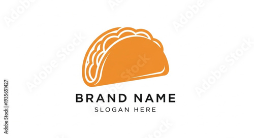 Mexican food logo template with taco illustration and brand name placeholder.