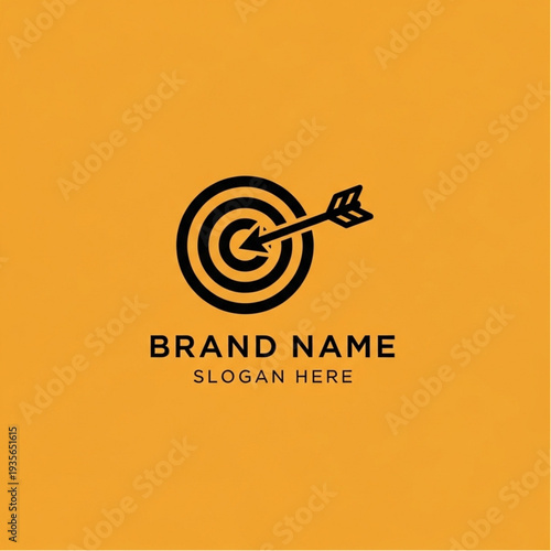 Target Logo Design with Arrow and Brand Name Placeholder on Orange Background.
