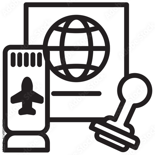 Flight Ticket Outline Icon