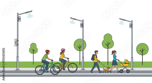 Smart City Streetlights Powering Sustainable Urban Life with Cyclists and Pedestrians
