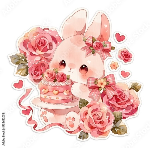 Pink bunny Easter illustration