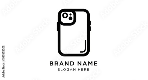 Simple black smartphone logo template with placeholder text for brand identity.