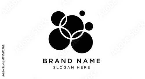 Modern Minimalist Logo Template with Circle Shapes and Placeholder Text.