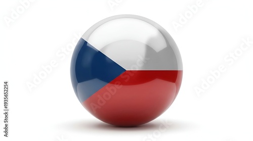 Free Download A glossy 3d sphere featuring the national flag of the czech republic on a white background - GFXLoad