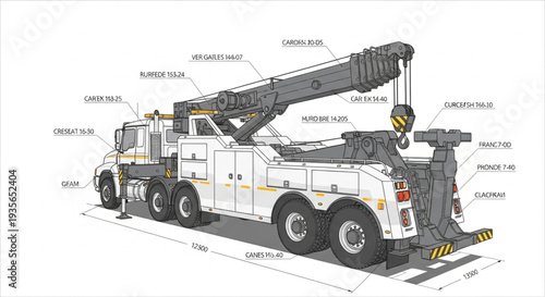 Tow Truck Diagram with Labeled Parts.