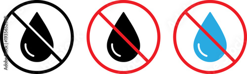No water drop prohibition icons set in modern style