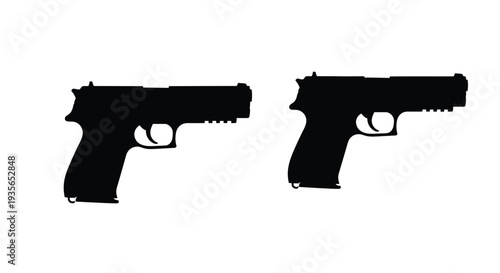 Two handguns depicted in stark black silhouette